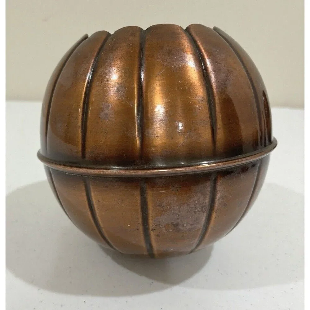 Restoration Hardware Copper Pumpkin Jack-O-Lantern Candle Holder 6in *no spike*